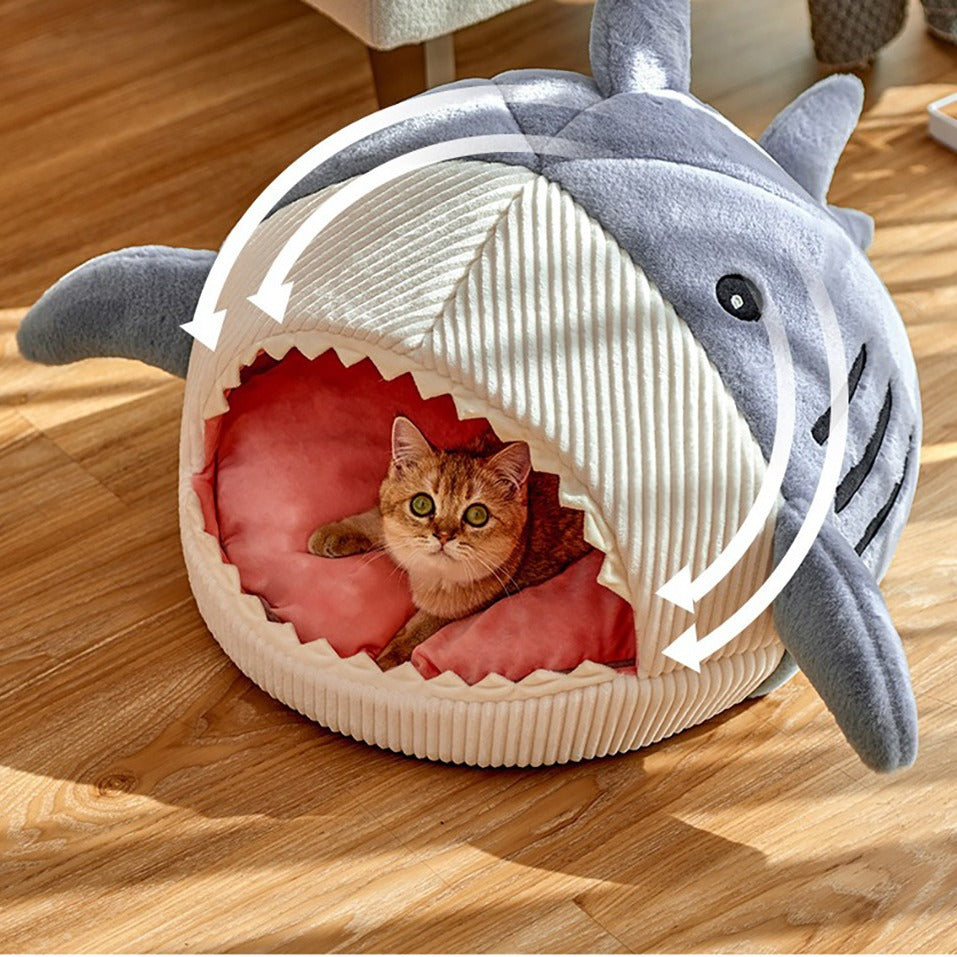 Celebrity Big Mouth Shark Pet Bed - Semi Closed Nest With Mat