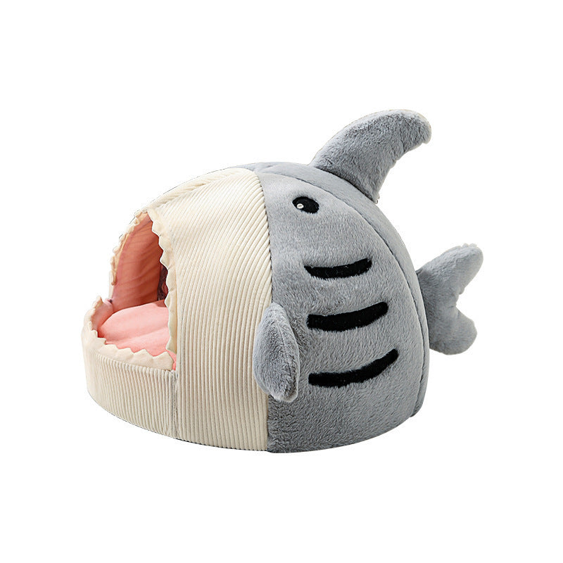 Celebrity Big Mouth Shark Pet Bed - Semi Closed Nest With Mat