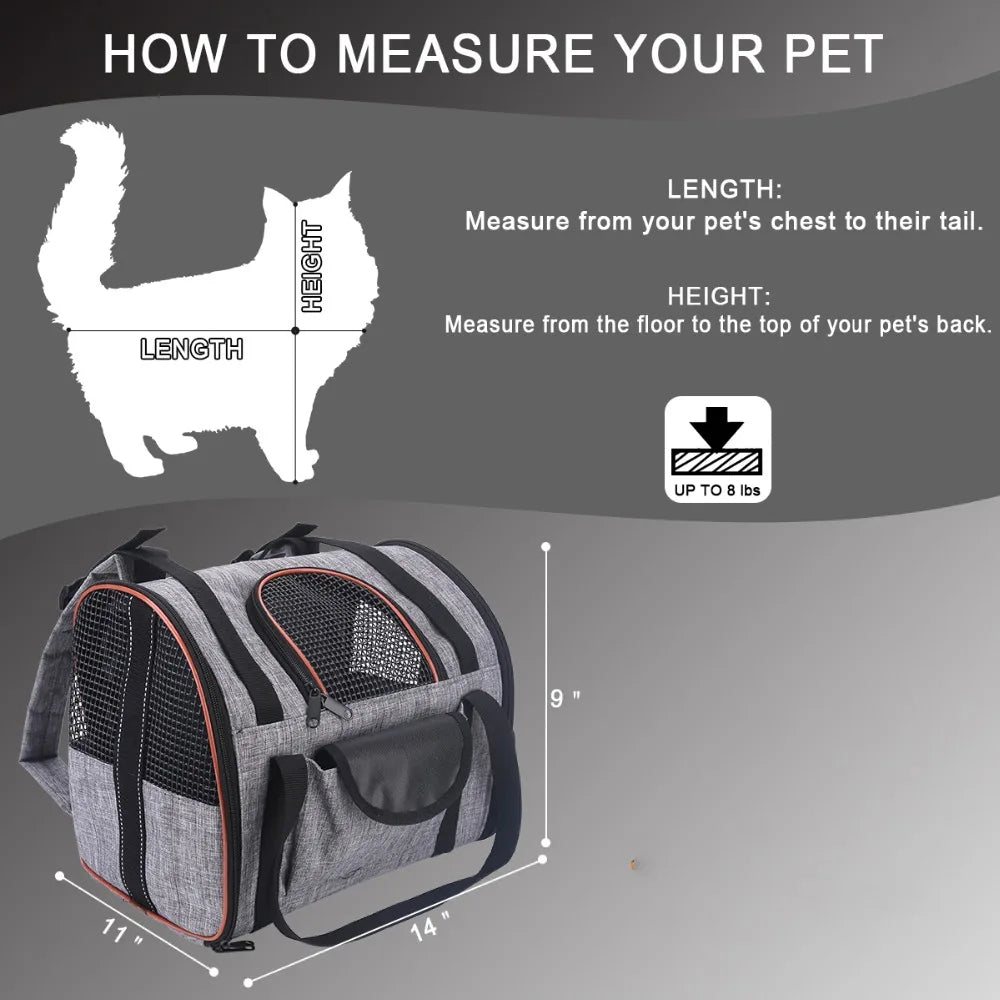 Cat Carrier - Folding Pet Car Seat And Shoulder Bag