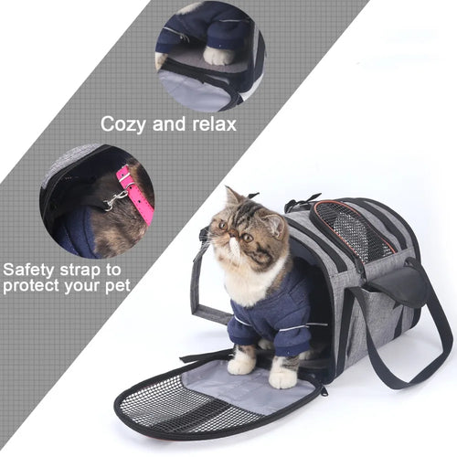 Cat Carrier - Folding Pet Car Seat And Shoulder Bag